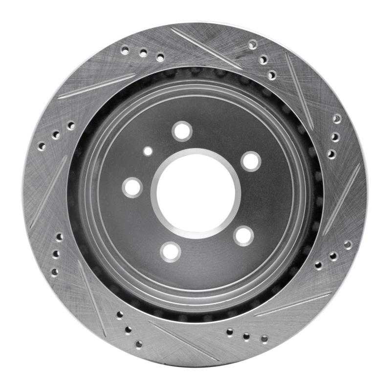 Cadillac CTS Brake Rotor (1) - Rear Left - R1 Concepts - Drilled & Slotted - Silver - `03-`11